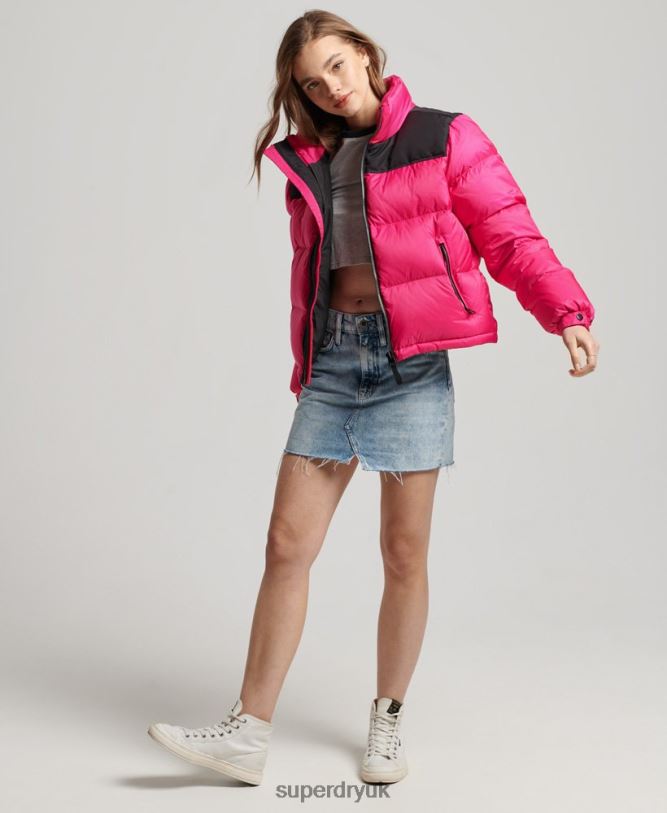Sportstyle Code Puffer Jacket Women Pink Clothing Superdry 66N8N5491