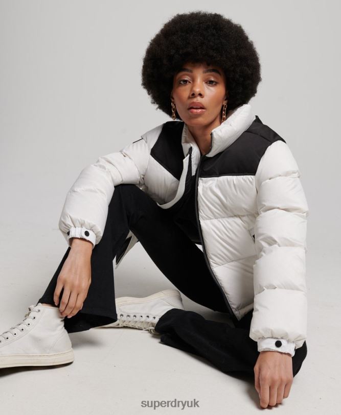 Sportstyle Code Puffer Jacket Women White Clothing Superdry 66N8N5579