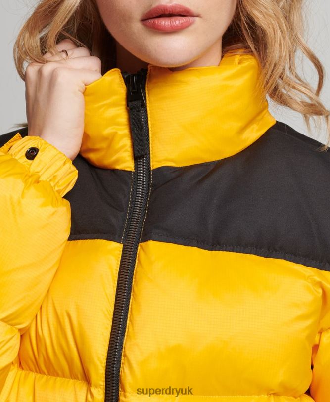 Sportstyle Code Puffer Jacket Women Yellow Clothing Superdry 66N8N5511