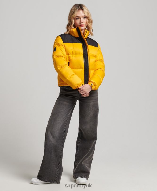 Sportstyle Code Puffer Jacket Women Yellow Clothing Superdry 66N8N5511