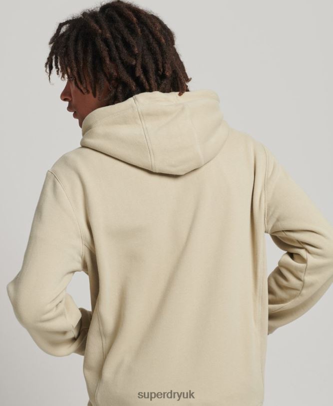 Stacked Applique Logo Hoodie Men Beige Clothing Superdry 66N8N5160