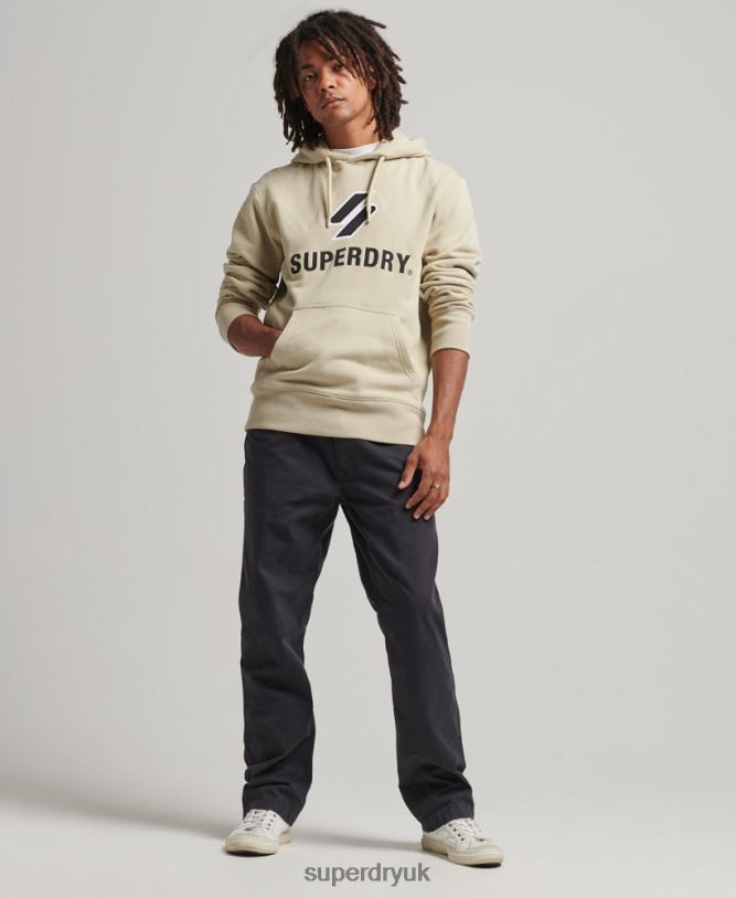Stacked Applique Logo Hoodie Men Beige Clothing Superdry 66N8N5160