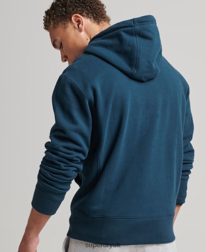 Stacked Applique Logo Hoodie Men Dark Blue Clothing Superdry 66N8N5161