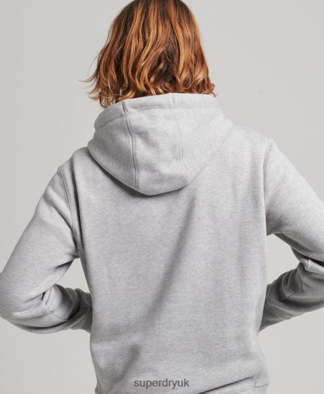 Stacked Applique Logo Hoodie Men Grey Clothing Superdry 66N8N5115