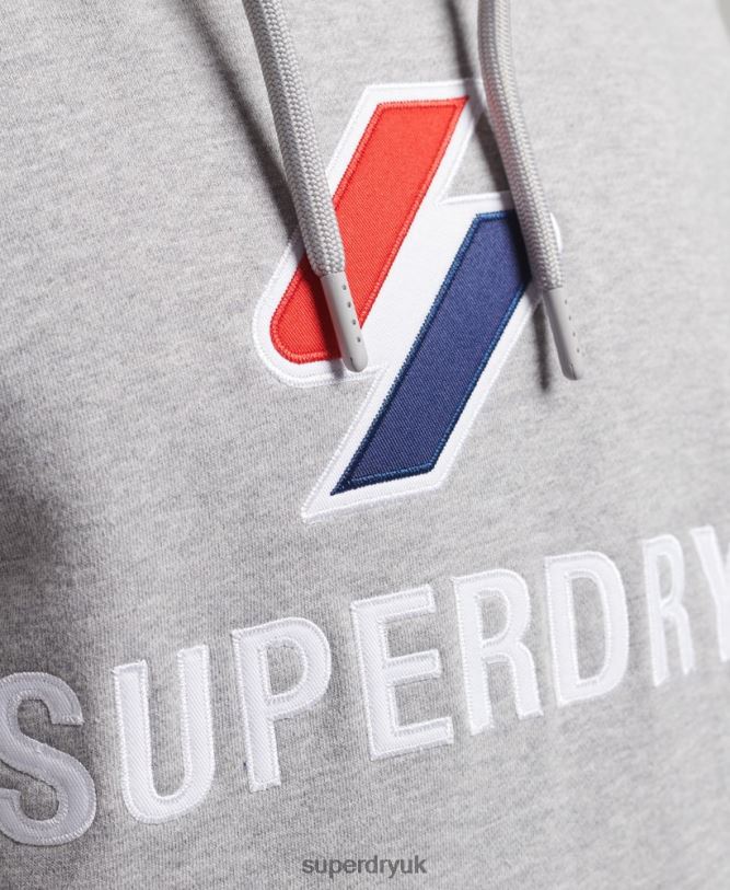 Stacked Applique Logo Hoodie Men Grey Clothing Superdry 66N8N5115