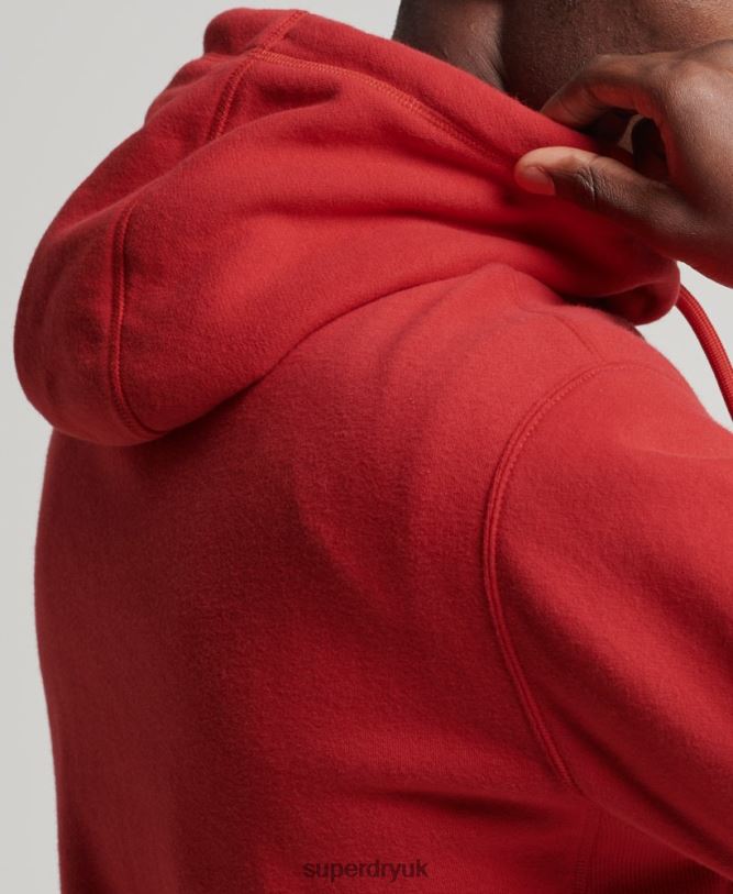 Stacked Applique Logo Hoodie Men Red Clothing Superdry 66N8N5194