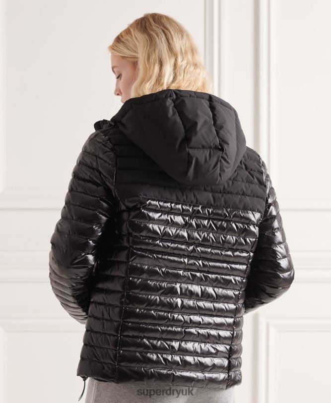 Studios Contrast Core Down Jacket Women Black Clothing Superdry 66N8N5710