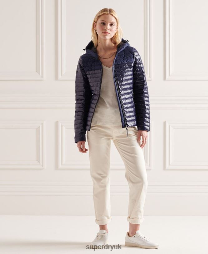 Studios Contrast Core Down Jacket Women Navy Clothing Superdry 66N8N5635