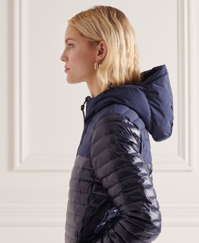 Studios Contrast Core Down Jacket Women Navy Clothing Superdry 66N8N5635