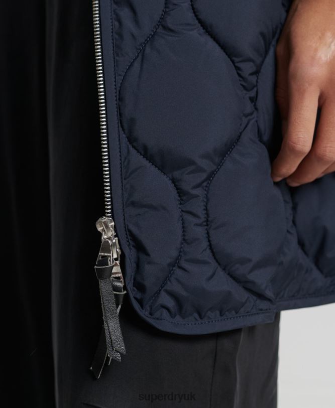 Studios Longline Quilted Coat Women Navy Clothing Superdry 66N8N3694