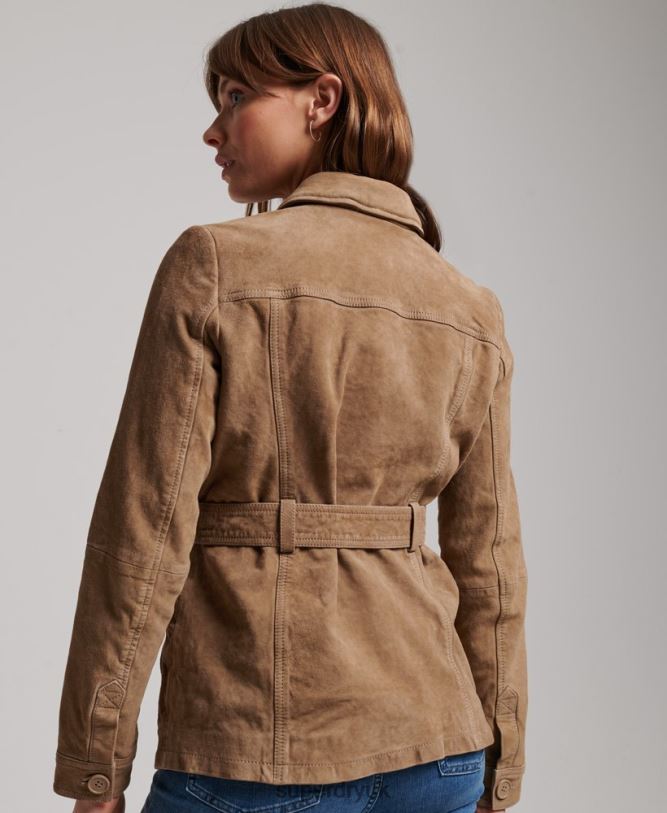 Studios Suede Safari Jacket Women Beige Clothing Superdry 66N8N3522