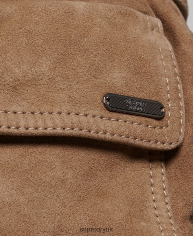 Studios Suede Safari Jacket Women Beige Clothing Superdry 66N8N3522