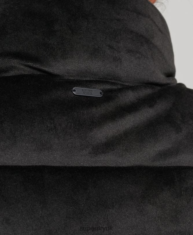 Studios Velvet Padded Jacket Women Black Clothing Superdry 66N8N3570