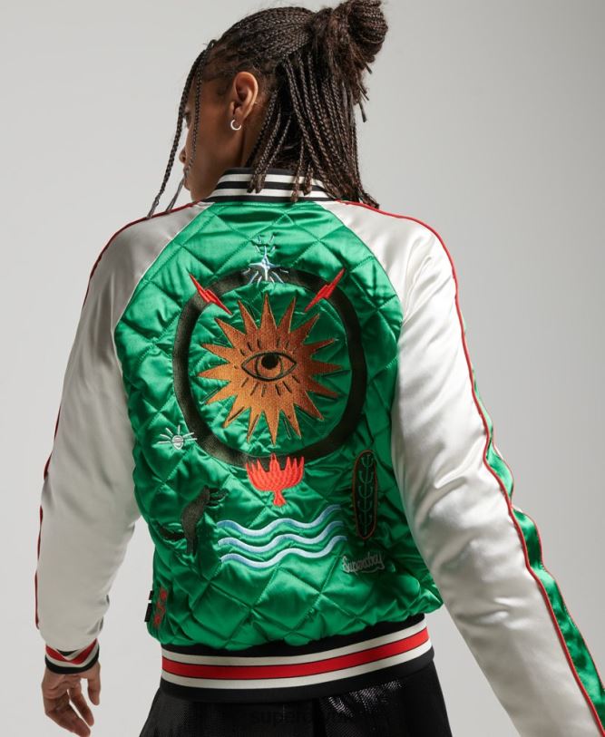 Suika Bomber Jacket Women Green Clothing Superdry 66N8N3543