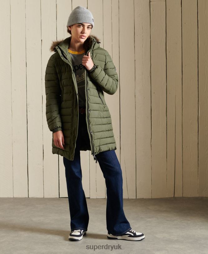 Super Fuji Jacket Women Khaki Clothing Superdry 66N8N3836