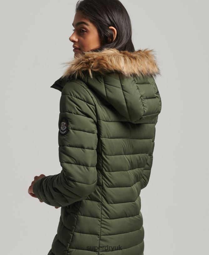 Super Longline Fuji Coat Women Khaki Clothing Superdry 66N8N3649