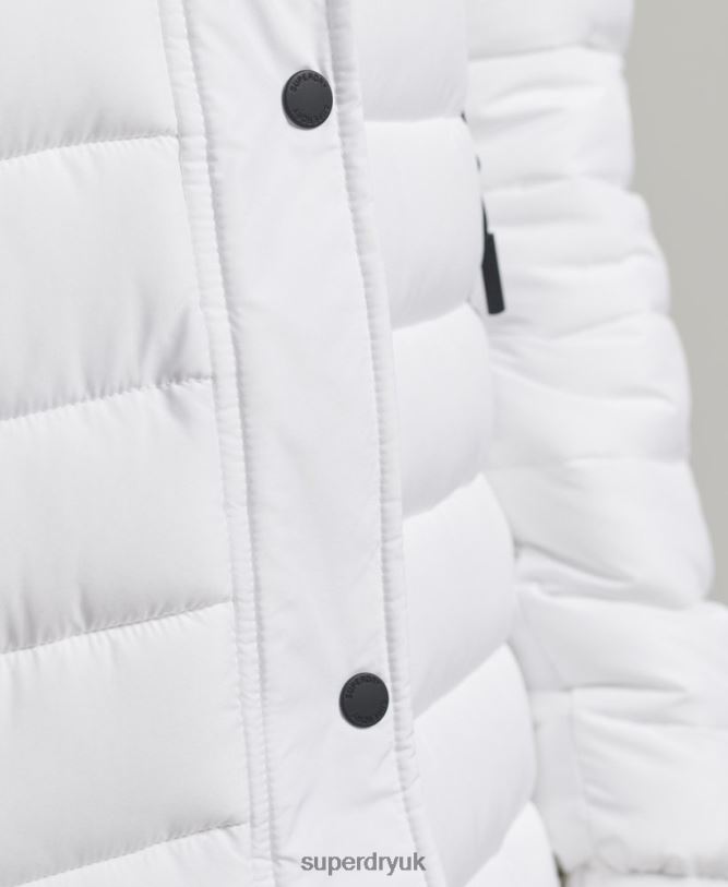 Super Longline Fuji Coat Women White Clothing Superdry 66N8N3778
