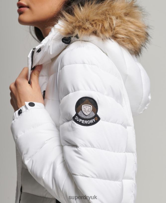 Super Longline Fuji Coat Women White Clothing Superdry 66N8N3778