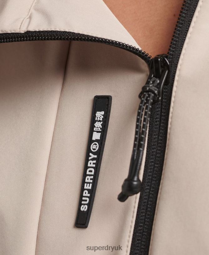Tech Crop Softshell Jacket Women Beige Clothing Superdry 66N8N5521