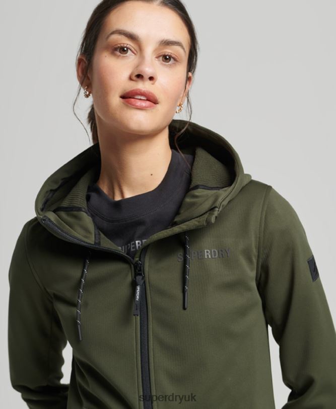 Tech Softshell Jacket Women Khaki Clothing Superdry 66N8N5614