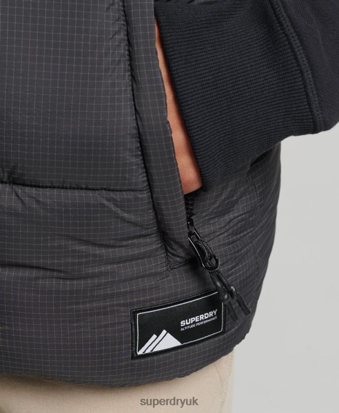 Touchline Short Padded Gilet Women Black Clothing Superdry 66N8N3581