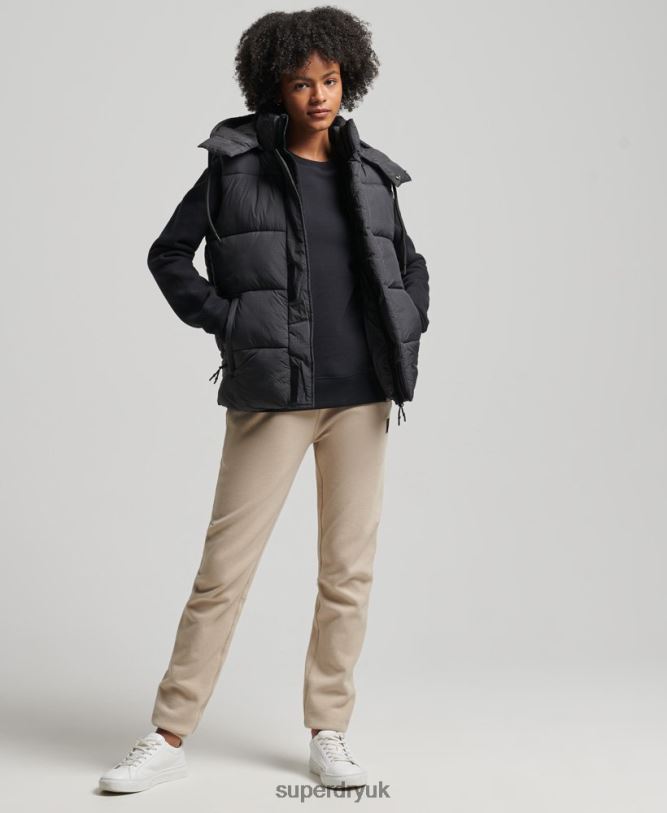 Touchline Short Padded Gilet Women Black Clothing Superdry 66N8N3581