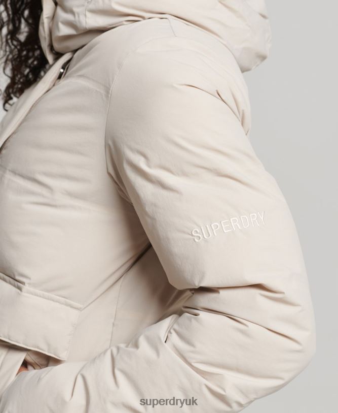 Train Boxy Puffer Jacket Women Beige Clothing Superdry 66N8N5548