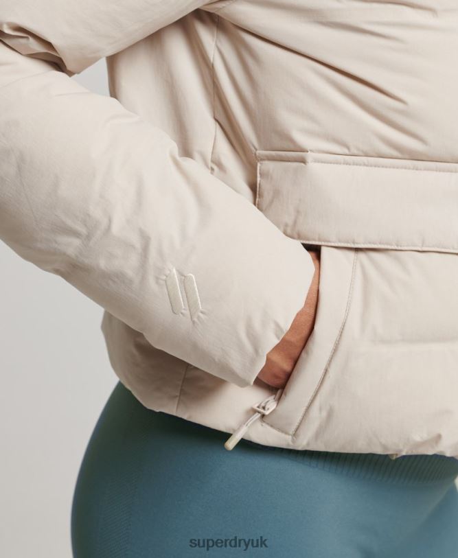 Train Boxy Puffer Jacket Women Beige Clothing Superdry 66N8N5548