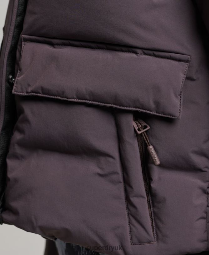 Train Boxy Puffer Jacket Women Purple Clothing Superdry 66N8N5456