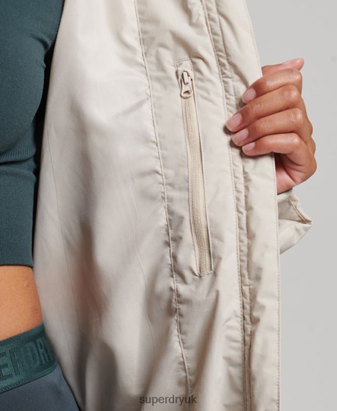 Train Longline Padded Jacket Women Beige Clothing Superdry 66N8N6328