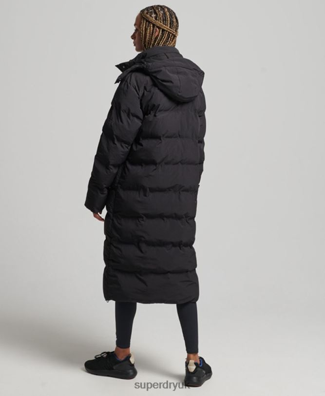 Train Longline Padded Jacket Women Black Clothing Superdry 66N8N6350
