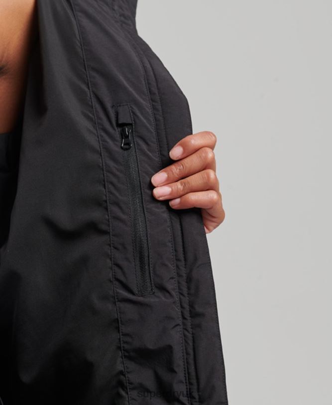 Train Longline Padded Jacket Women Black Clothing Superdry 66N8N6350