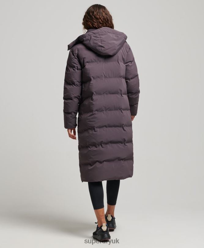 Train Longline Padded Jacket Women Purple Clothing Superdry 66N8N6342