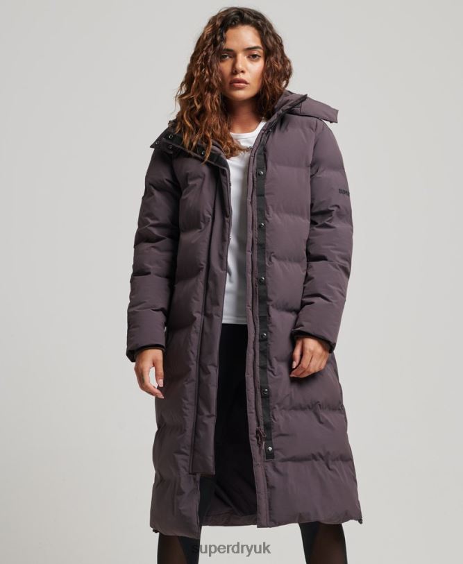 Train Longline Padded Jacket Women Purple Clothing Superdry 66N8N6342