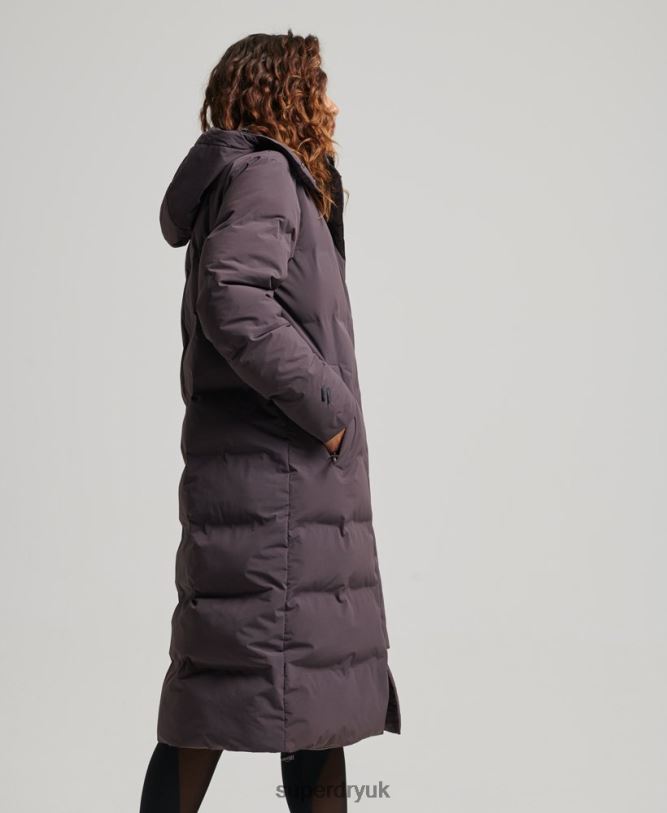 Train Longline Padded Jacket Women Purple Clothing Superdry 66N8N6342