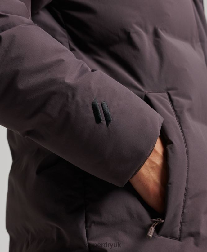 Train Longline Padded Jacket Women Purple Clothing Superdry 66N8N6342