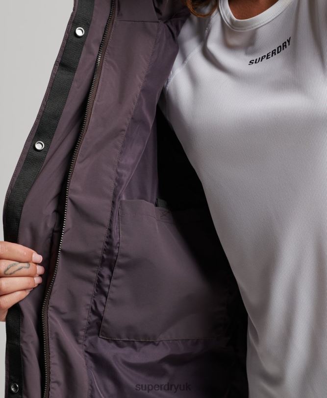Train Longline Padded Jacket Women Purple Clothing Superdry 66N8N6342