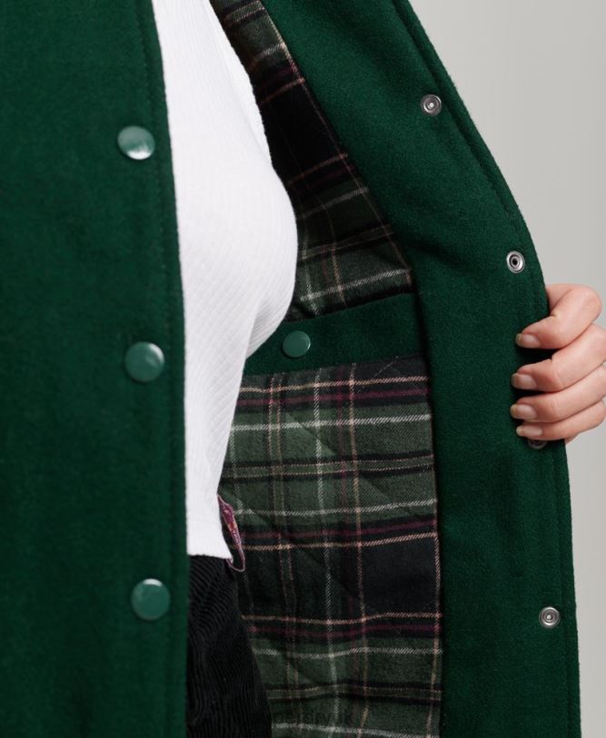 Varsity Patched Bomber Jacket Women Green Clothing Superdry 66N8N5593