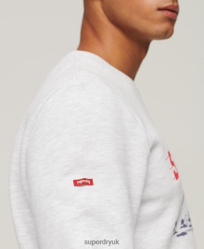 Vintage City Souvenir Crew Sweatshirt Men Light Grey Clothing Superdry 66N8N550