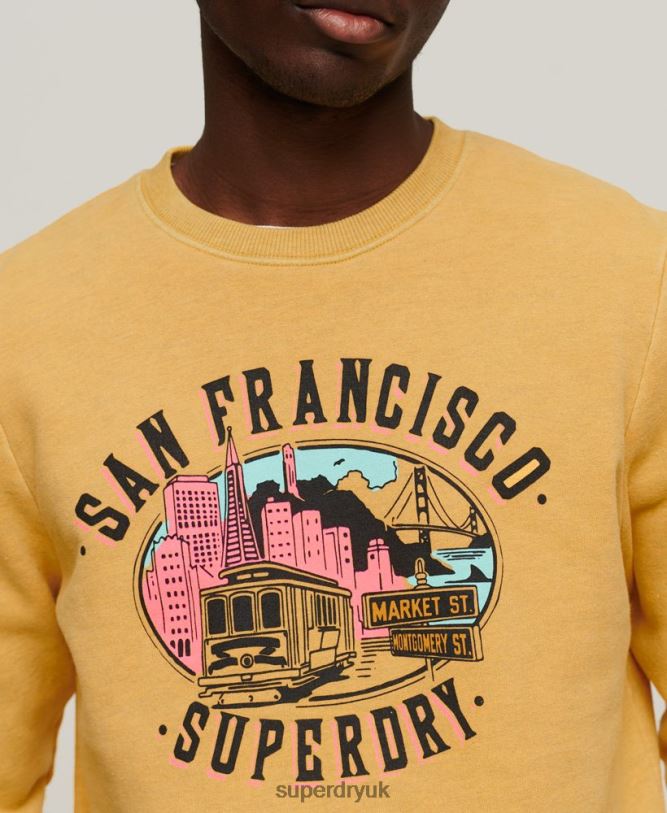 Vintage City Souvenir Crew Sweatshirt Men Yellow Clothing Superdry 66N8N606