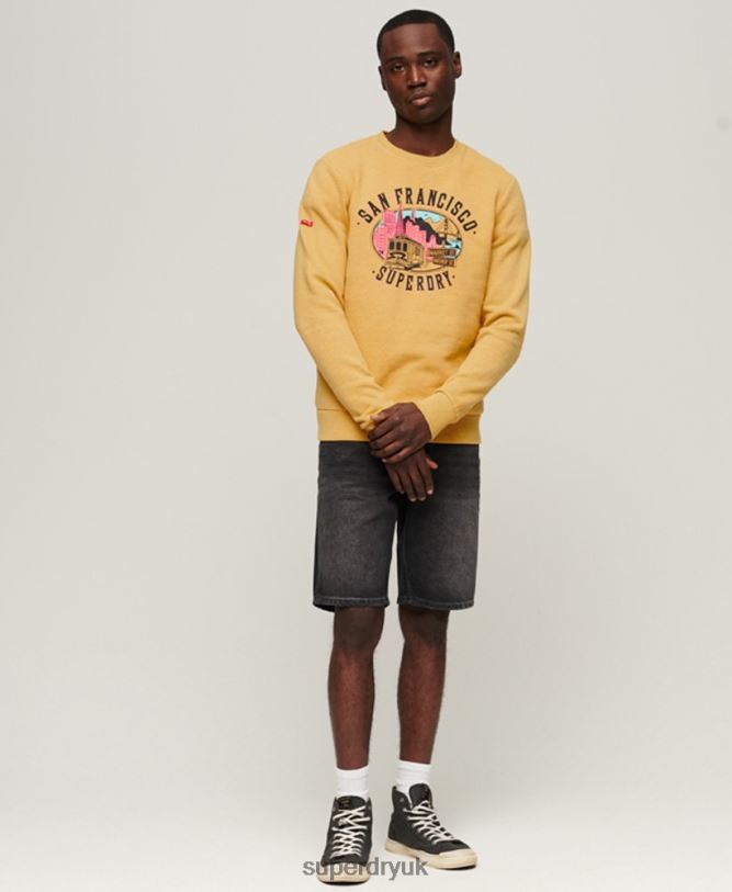 Vintage City Souvenir Crew Sweatshirt Men Yellow Clothing Superdry 66N8N606