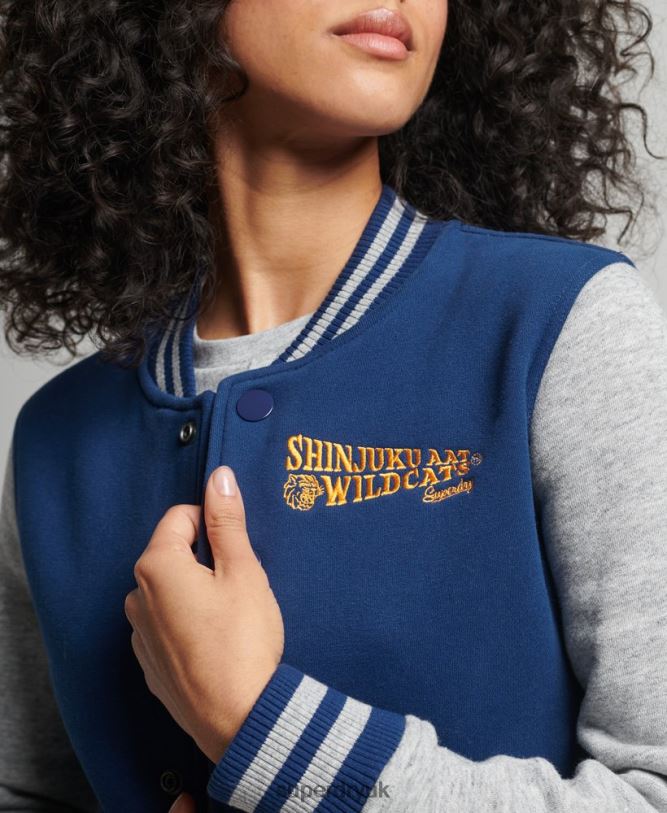 Vintage Collegiate Baseball Jersey Bomber Jacket Women Navy Clothing Superdry 66N8N5751