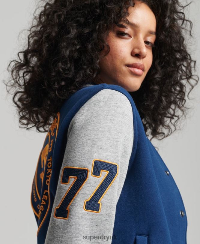 Vintage Collegiate Baseball Jersey Bomber Jacket Women Navy Clothing Superdry 66N8N5751
