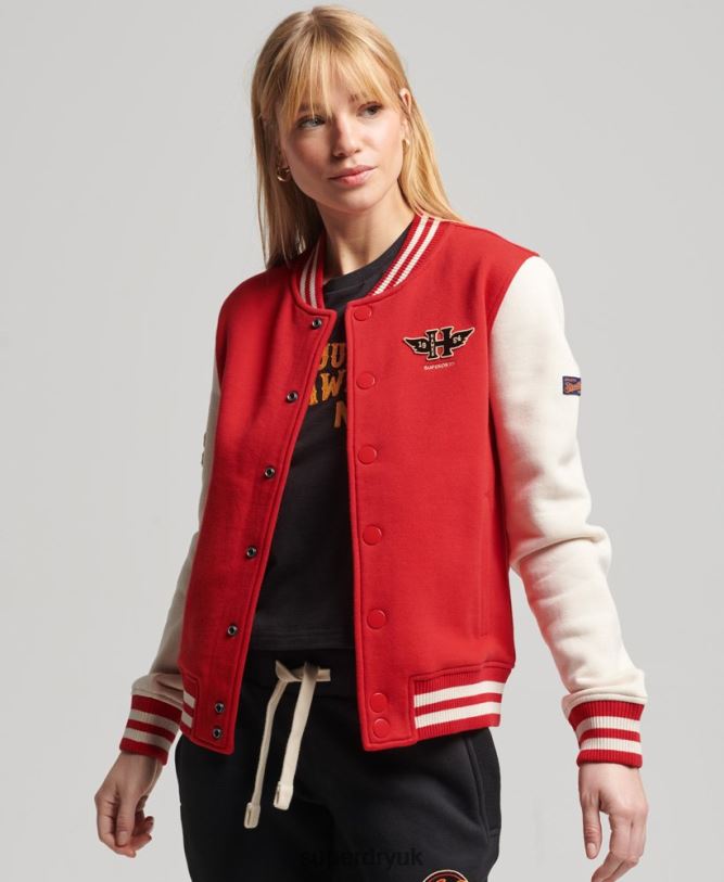 Vintage Collegiate Baseball Jersey Bomber Jacket Women Red Clothing Superdry 66N8N3722