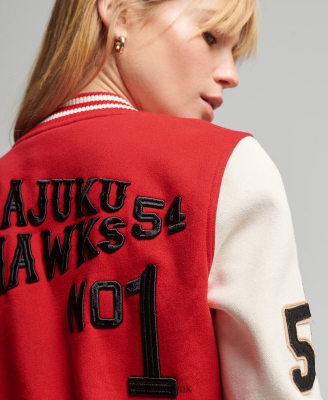 Vintage Collegiate Baseball Jersey Bomber Jacket Women Red Clothing Superdry 66N8N3722