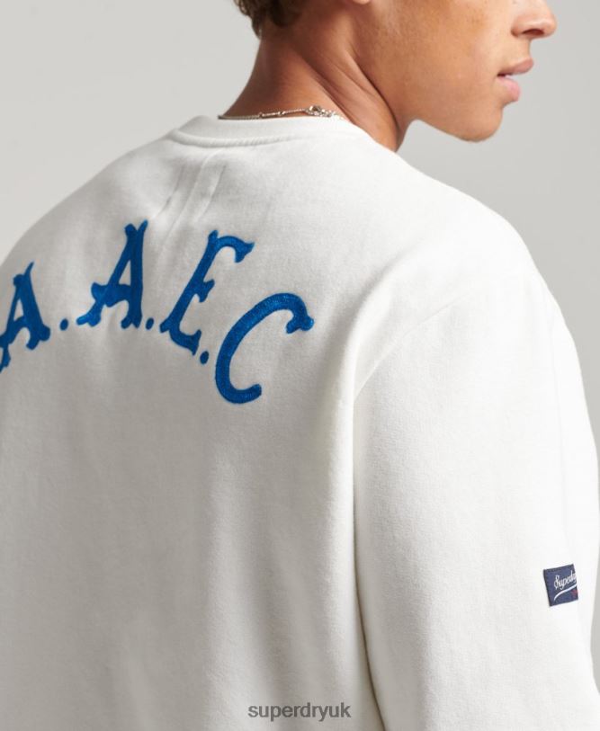 Vintage Collegiate Crew Sweatshirt Men Cream Clothing Superdry 66N8N5090