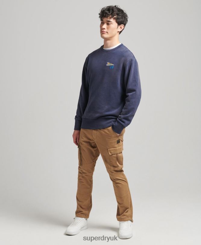 Vintage Collegiate Crew Sweatshirt Men Navy Clothing Superdry 66N8N5039