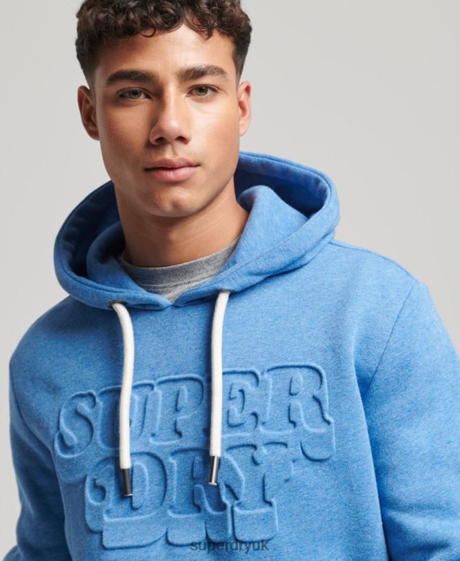 Vintage Cooper Class Embossed Hoodie Men Blue Clothing Superdry 66N8N798