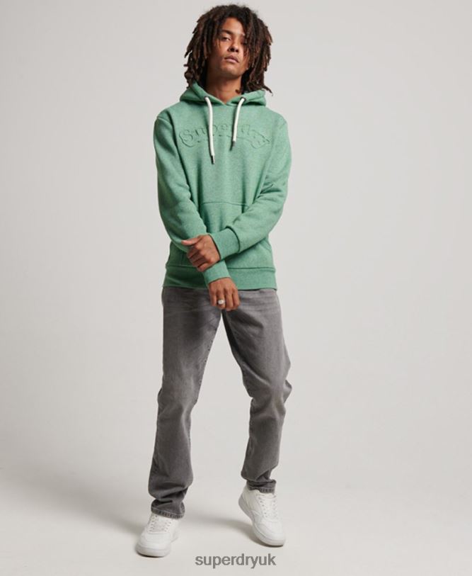 Vintage Cooper Class Embossed Hoodie Men Green Clothing Superdry 66N8N691