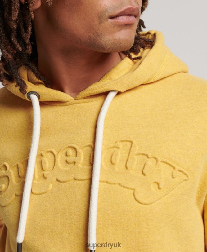 Vintage Cooper Class Embossed Hoodie Men Yellow Clothing Superdry 66N8N692